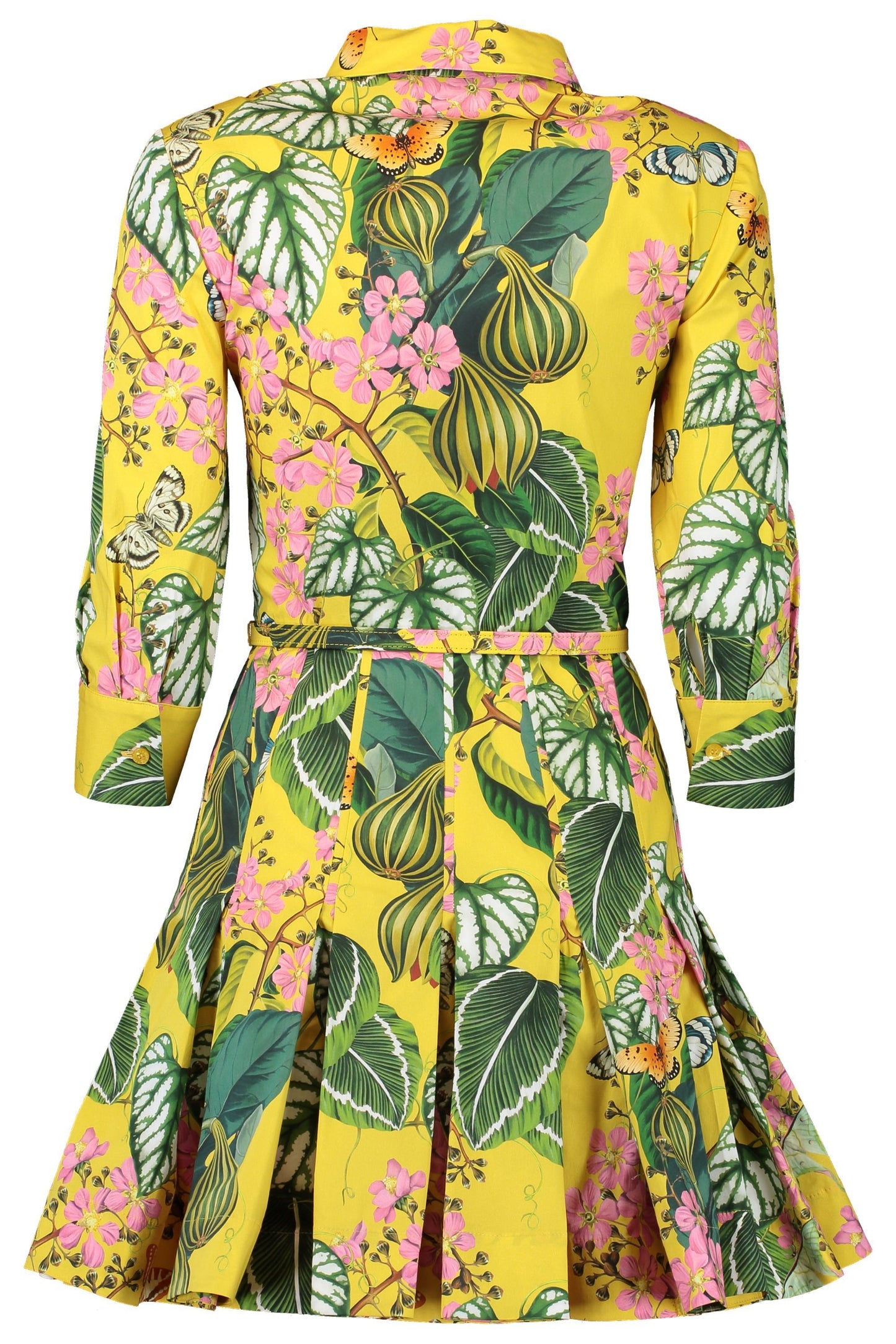 OSCAR DE LA RENTA-Belted Botanical Printed Mini Dress-