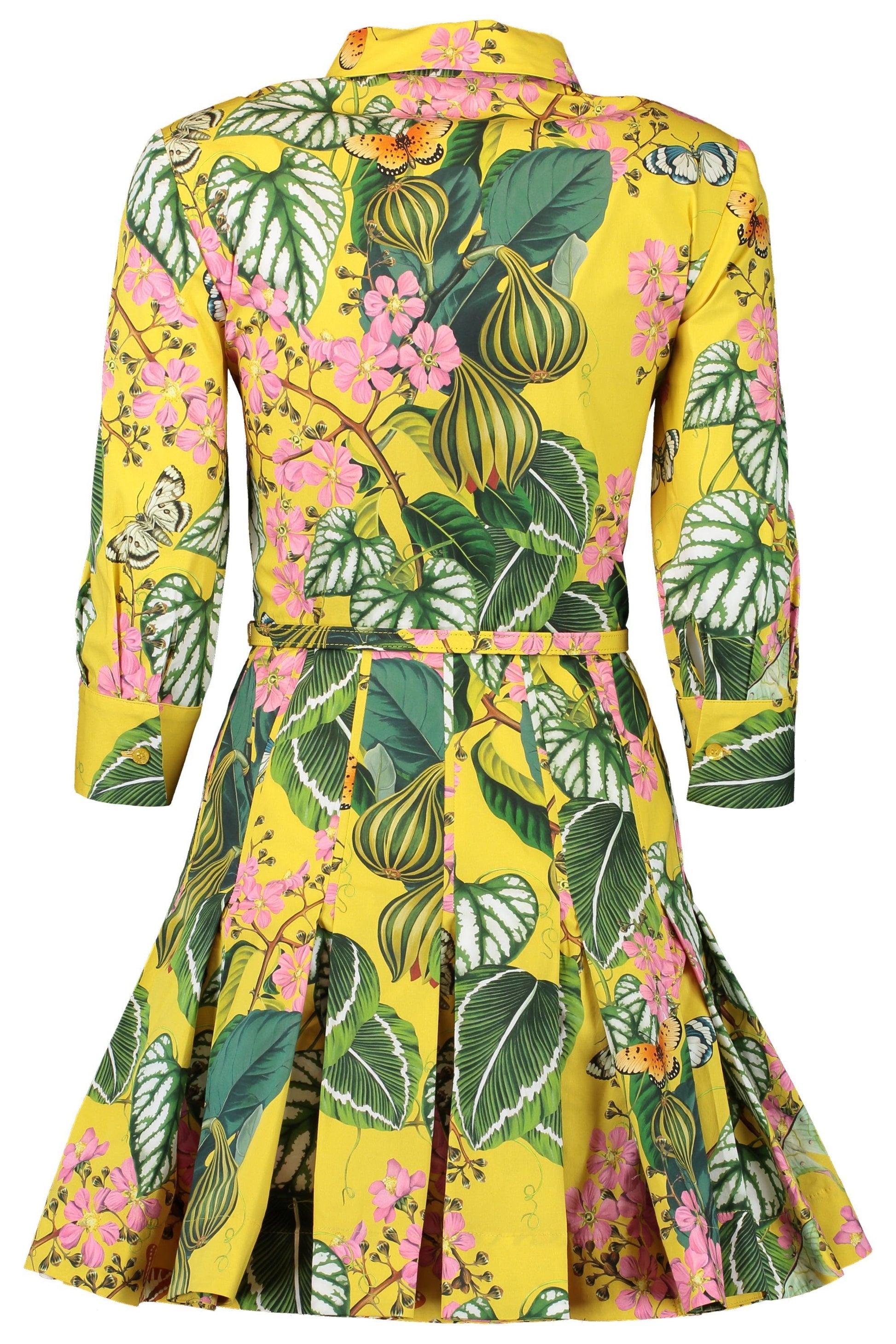 OSCAR DE LA RENTA-Belted Botanical Printed Mini Dress-