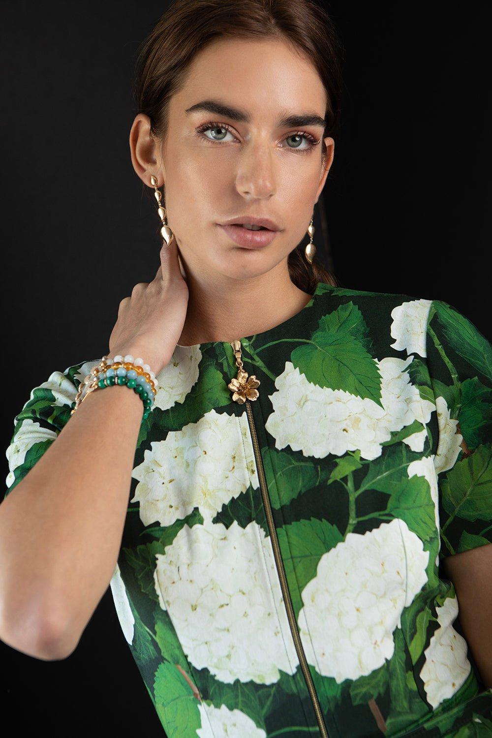 OSCAR DE LA RENTA-Hydrangea Zip Front Mini Dress-
