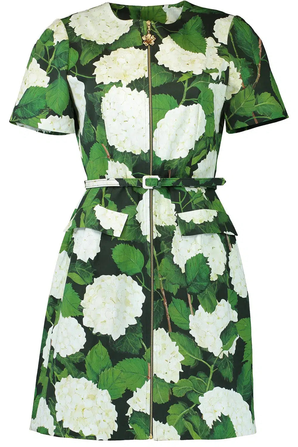 OSCAR DE LA RENTA-Hydrangea Zip Front Mini Dress-
