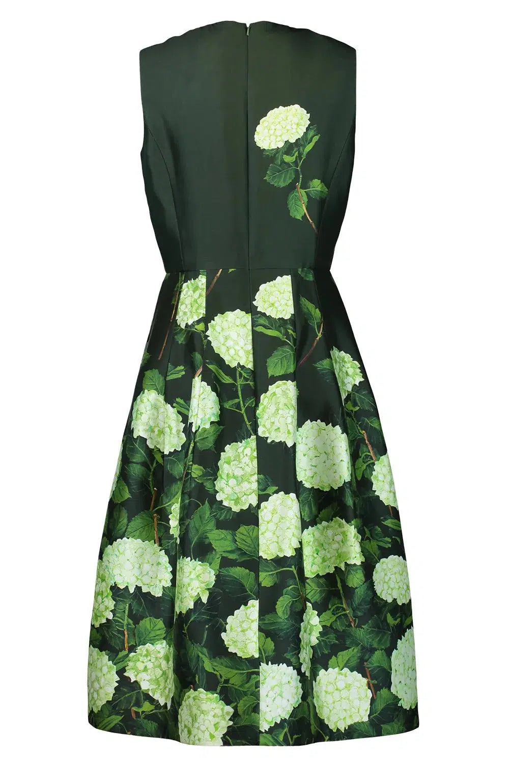 OSCAR DE LA RENTA-Hydrangea Mikado Dress-DRK GRN