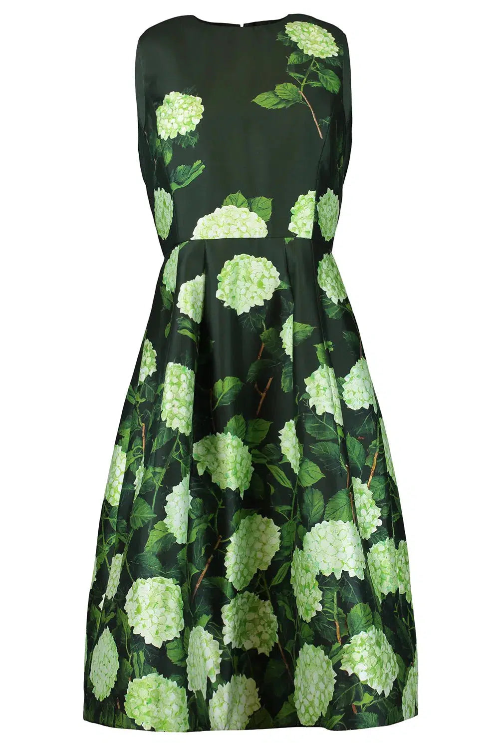OSCAR DE LA RENTA-Hydrangea Mikado Dress-DRK GRN