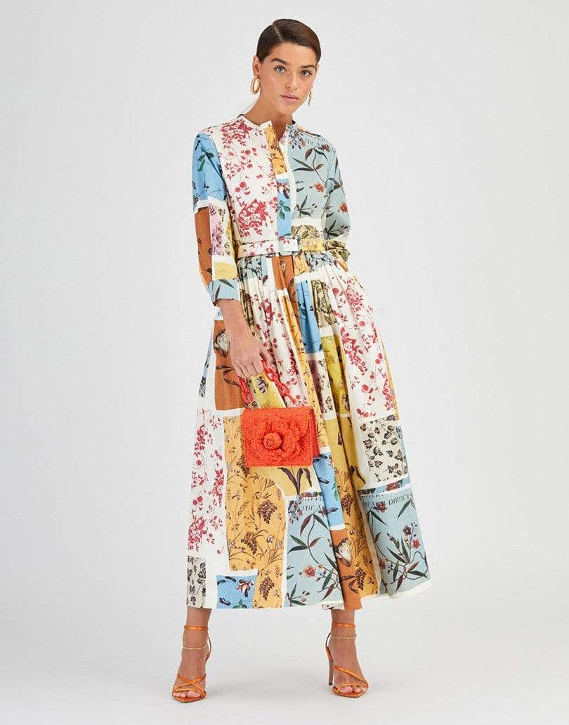 OSCAR DE LA RENTA-Patchwork Cotton Shirt Dress-