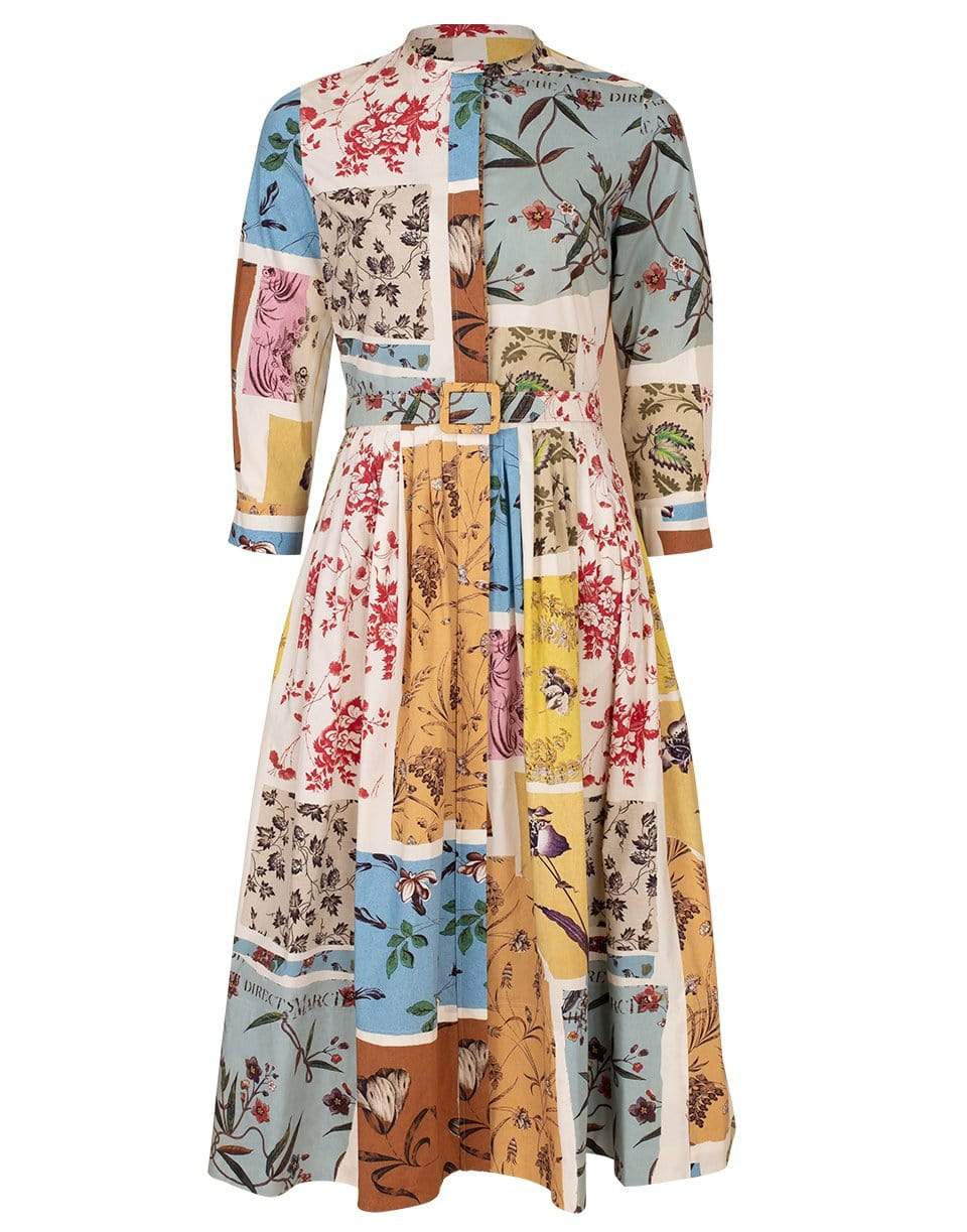 OSCAR DE LA RENTA-Patchwork Cotton Shirt Dress-
