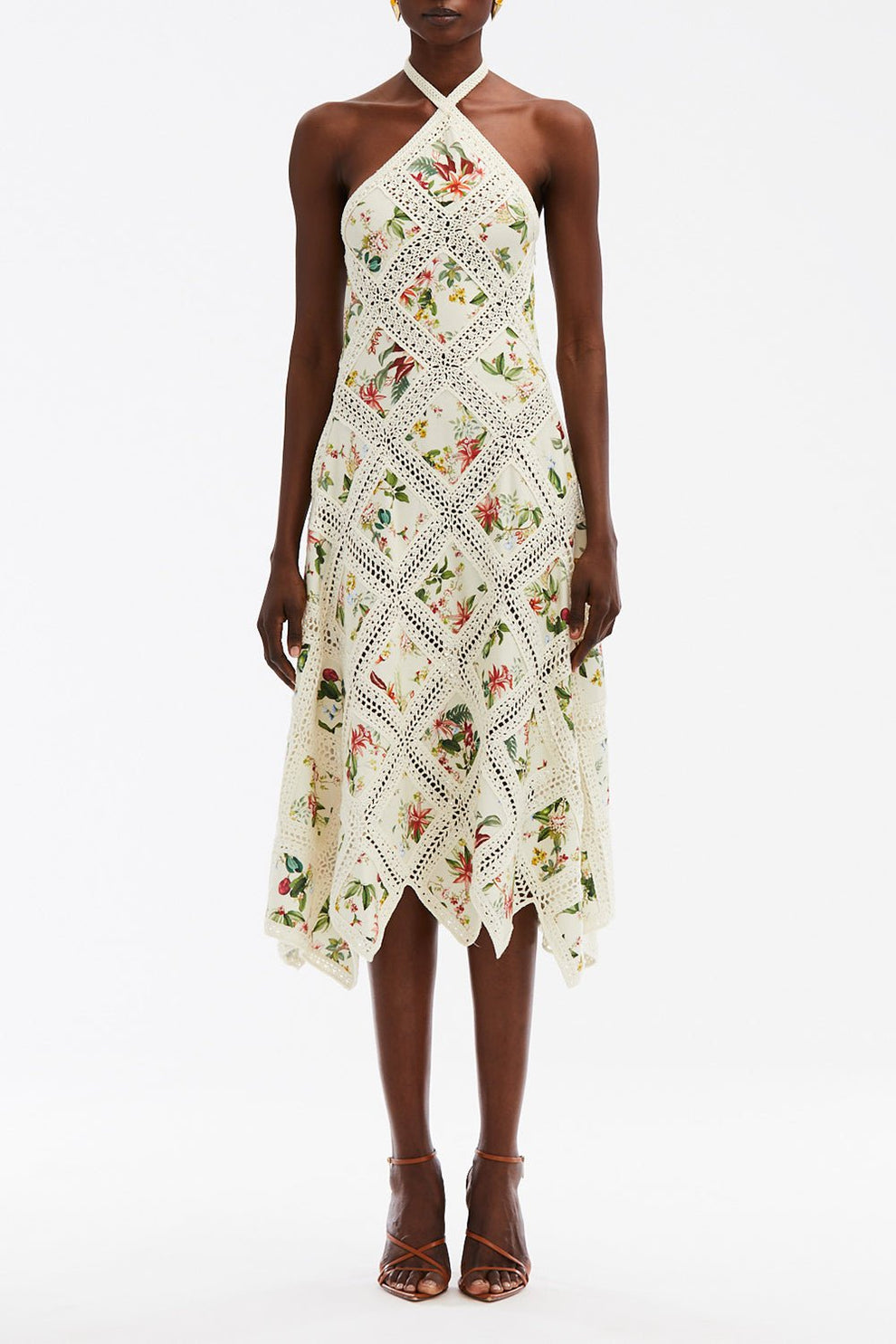 marissa floral halter neck dress Midi Floral print halter