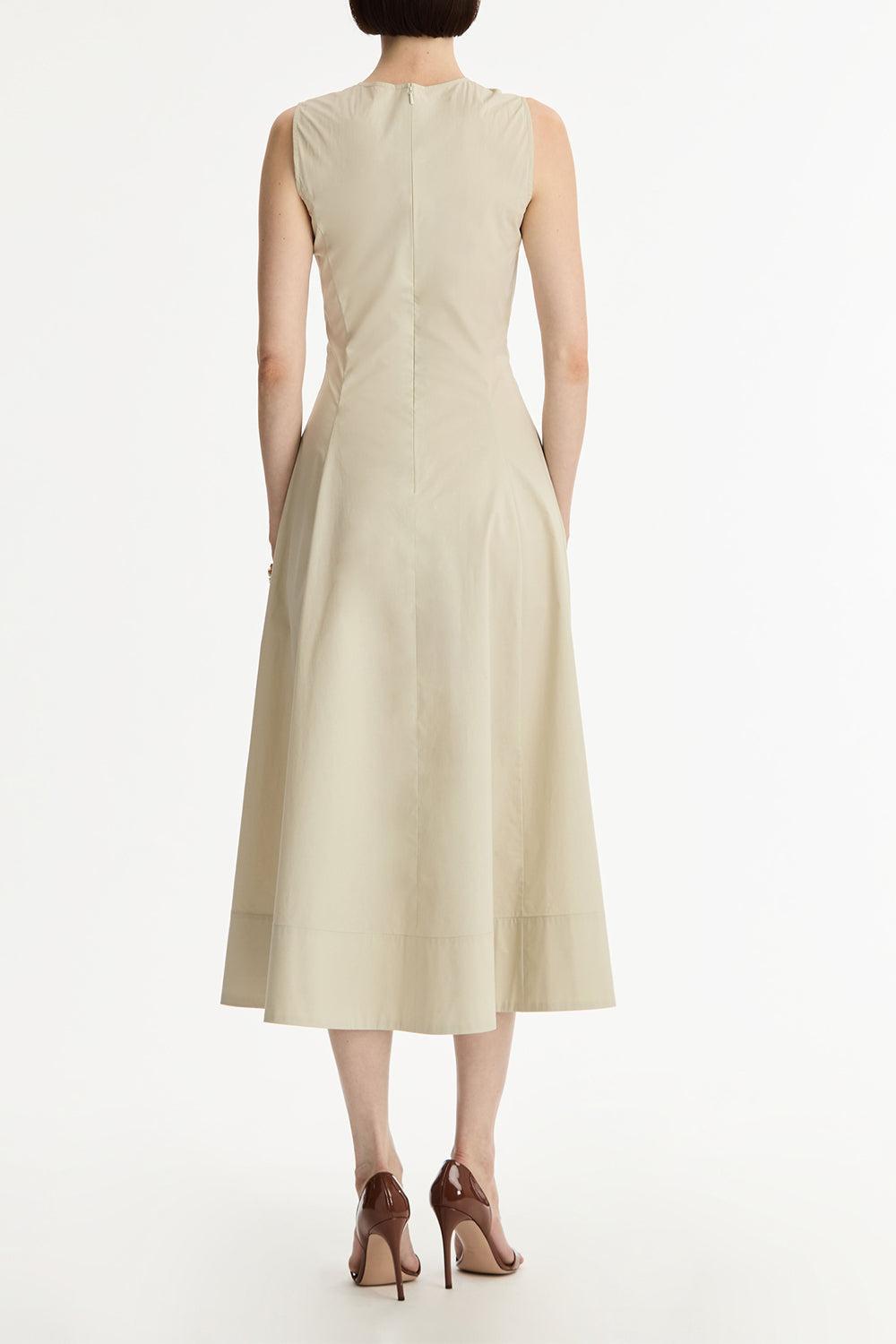 Sleeveless Porcelain Flower Dress-FLORAL-4-CLOTHINGDRESSCASUAL-OSCAR DE LA RENTA