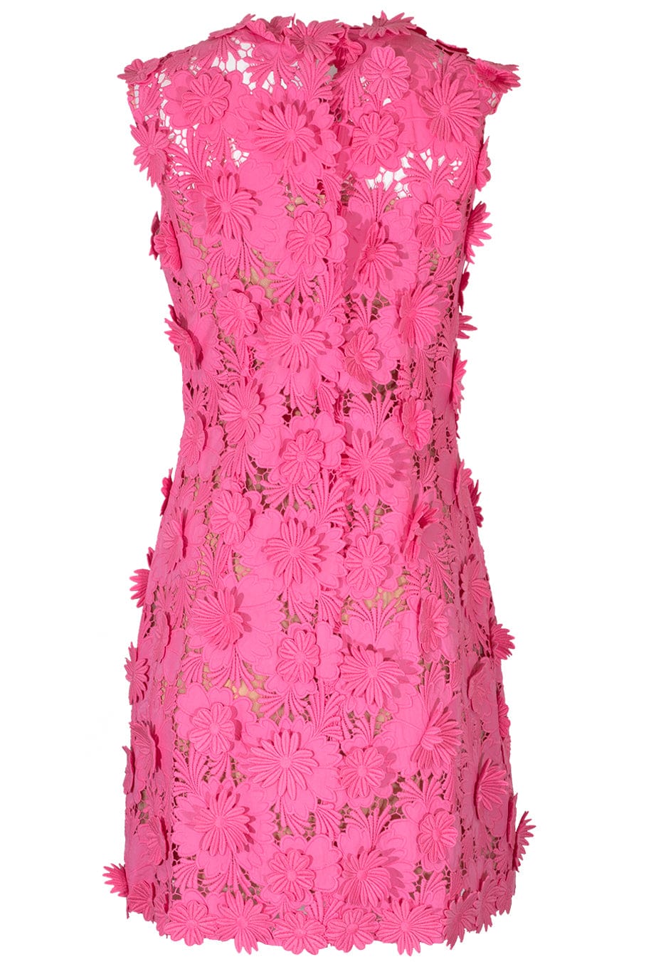 OSCAR DE LA RENTA-Sleeveless Cotton Floral Guipure Dress-
