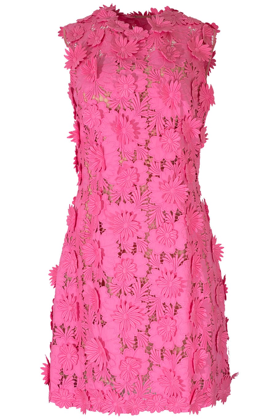 OSCAR DE LA RENTA-Sleeveless Cotton Floral Guipure Dress-