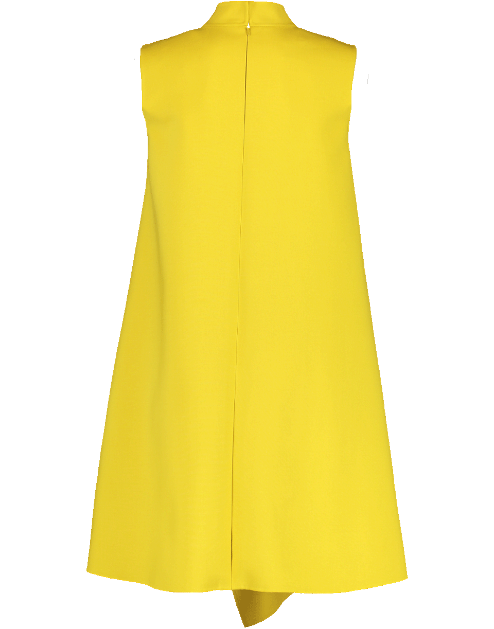 OSCAR DE LA RENTA-High Neck Drape Front Dress-