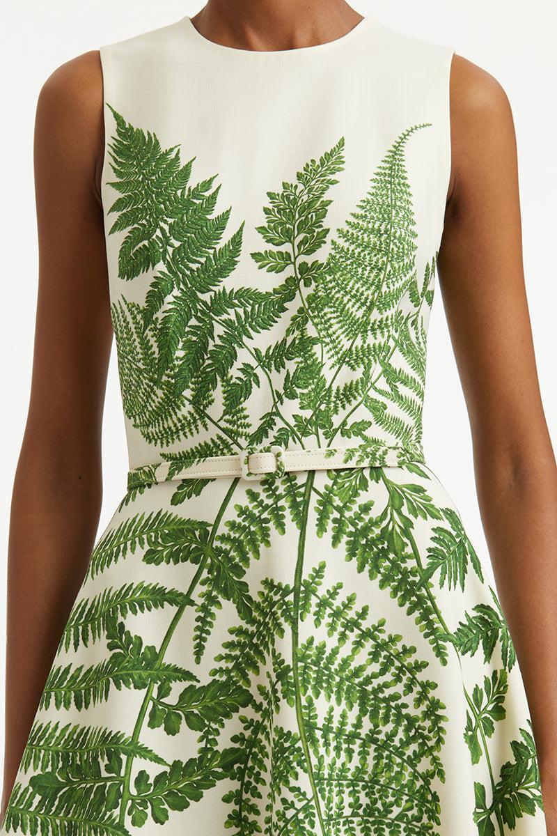Fern Double Face Day Dress-GRN/IVOR-2-CLOTHINGDRESSCASUAL-OSCAR DE LA RENTA