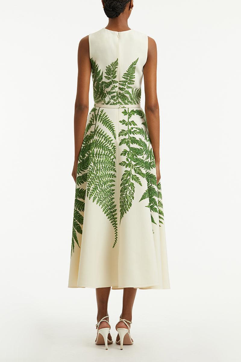 Fern Double Face Day Dress-GRN/IVOR-2-CLOTHINGDRESSCASUAL-OSCAR DE LA RENTA