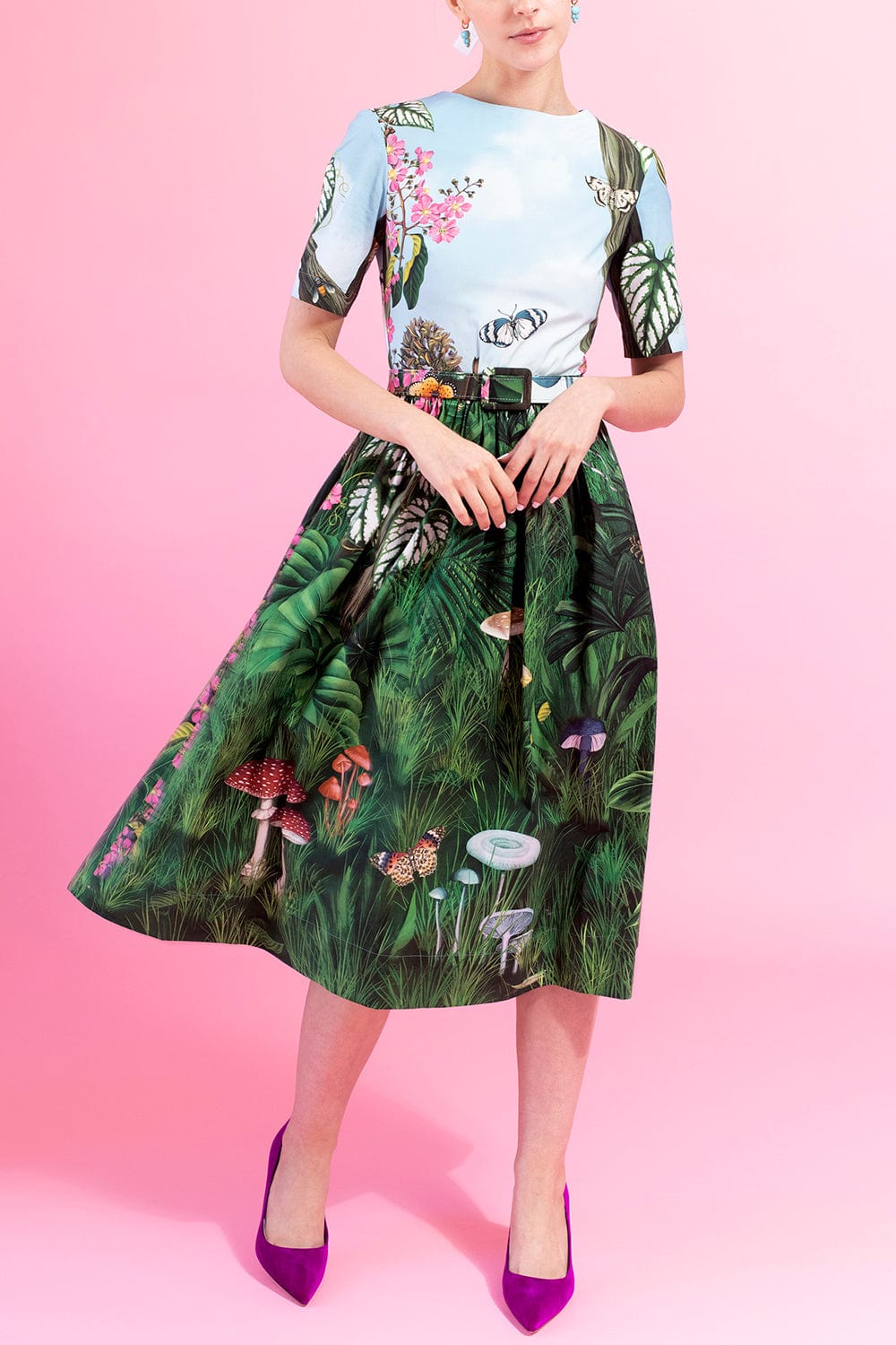OSCAR DE LA RENTA-Botanical Forest Cotton Dress-