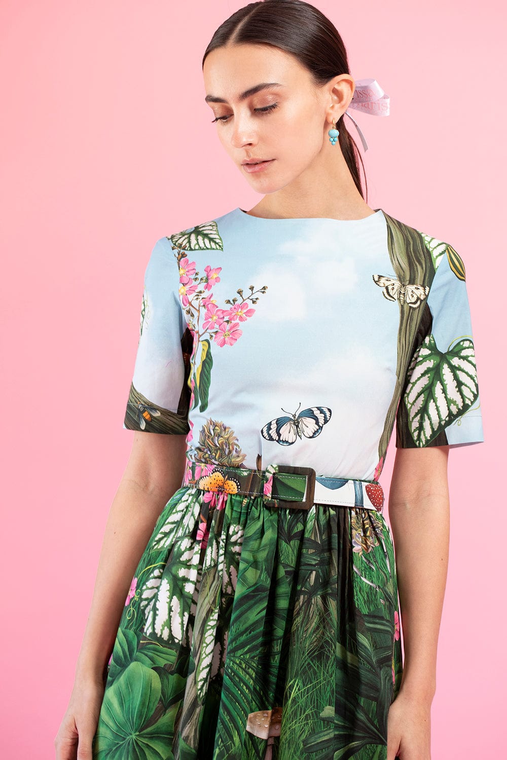 OSCAR DE LA RENTA-Botanical Forest Cotton Dress-