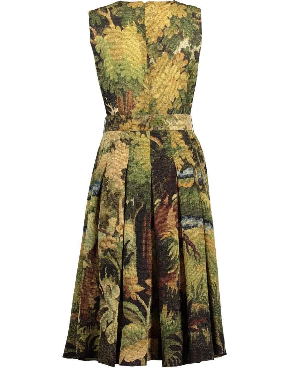OSCAR DE LA RENTA-Sleeveless Printed Day Dress-HUNTER