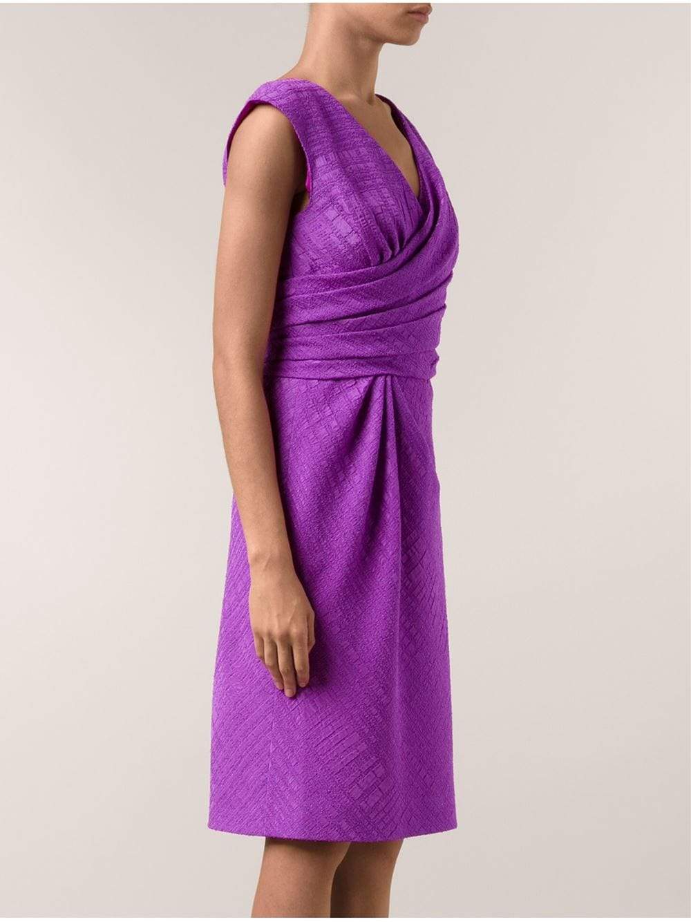 OSCAR DE LA RENTA-V-Neck Pencil Dress-