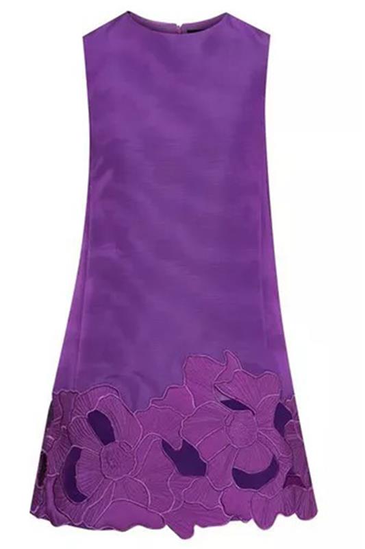 OSCAR DE LA RENTA-Moire Foral Cutout Shift Dress-