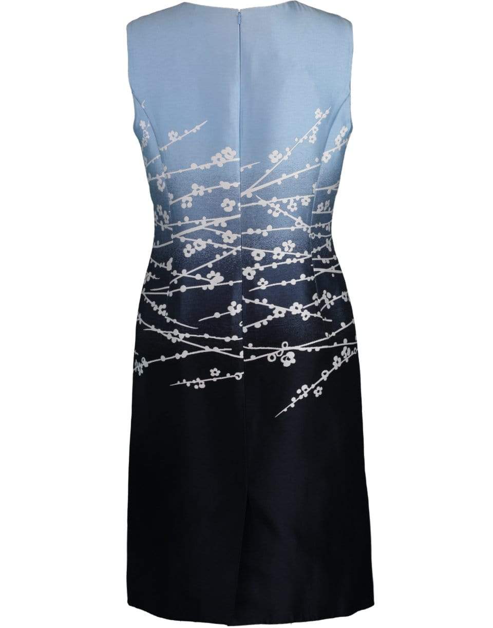 OSCAR DE LA RENTA-Dip Dye Cherry Blossom Slim Dress-INDIGO