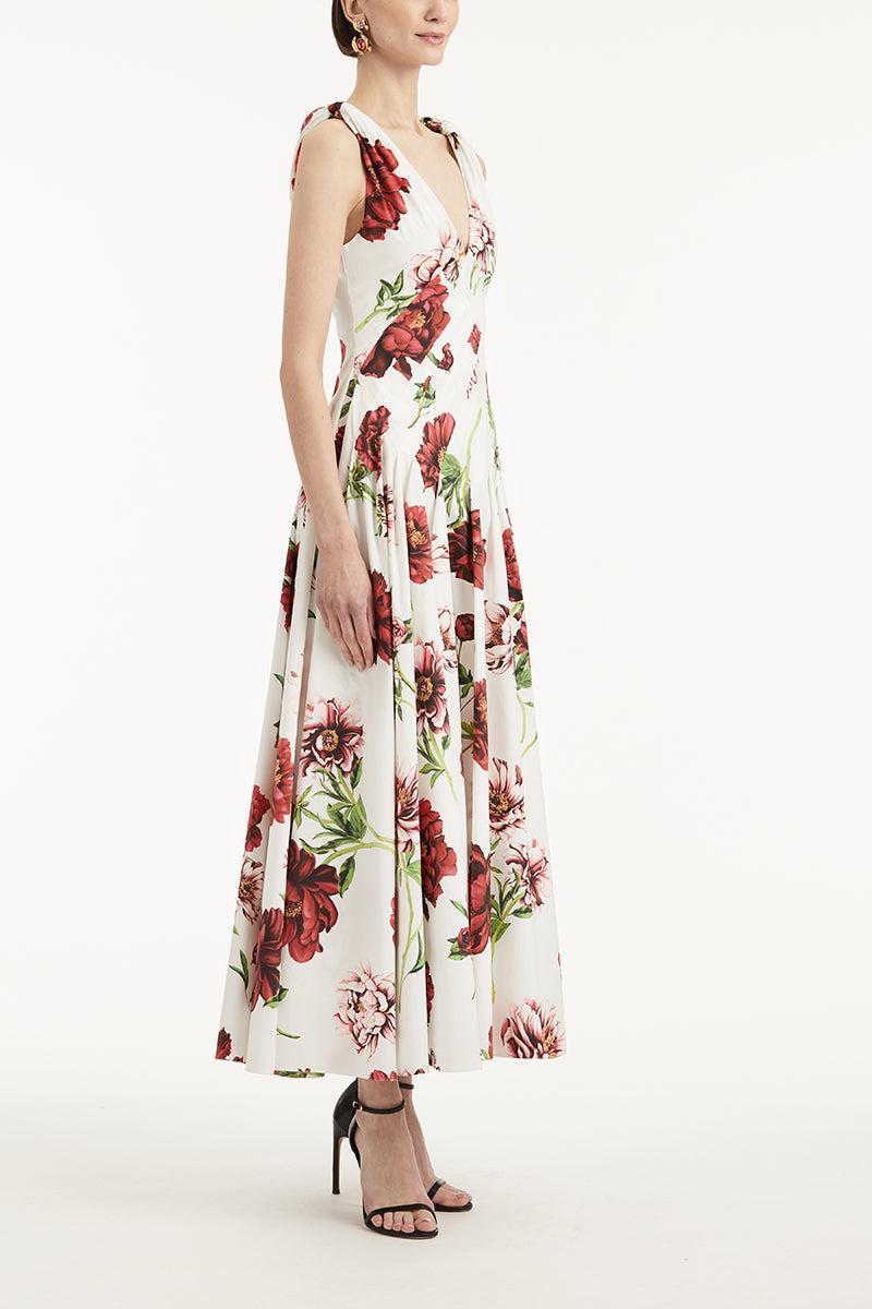 Sleeveless Peony Day Dress-IVORMULT-4-CLOTHINGDRESSCASUAL-OSCAR DE LA RENTA