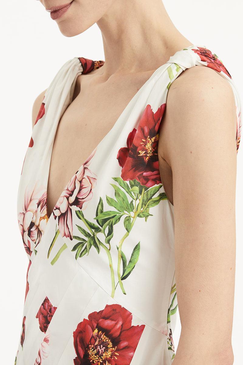 Sleeveless Peony Day Dress-IVORMULT-4-CLOTHINGDRESSCASUAL-OSCAR DE LA RENTA