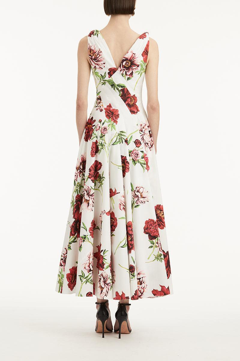 Sleeveless Peony Day Dress-IVORMULT-4-CLOTHINGDRESSCASUAL-OSCAR DE LA RENTA