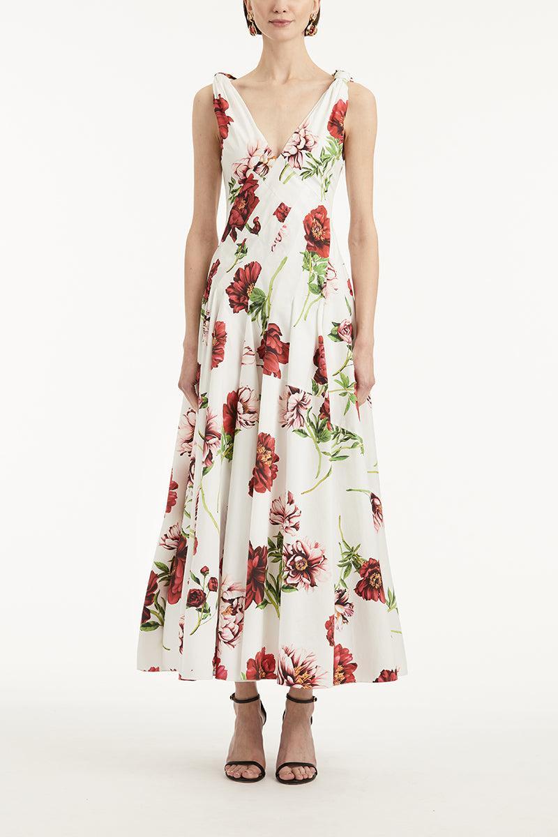 Sleeveless Peony Day Dress-IVORMULT-4-CLOTHINGDRESSCASUAL-OSCAR DE LA RENTA