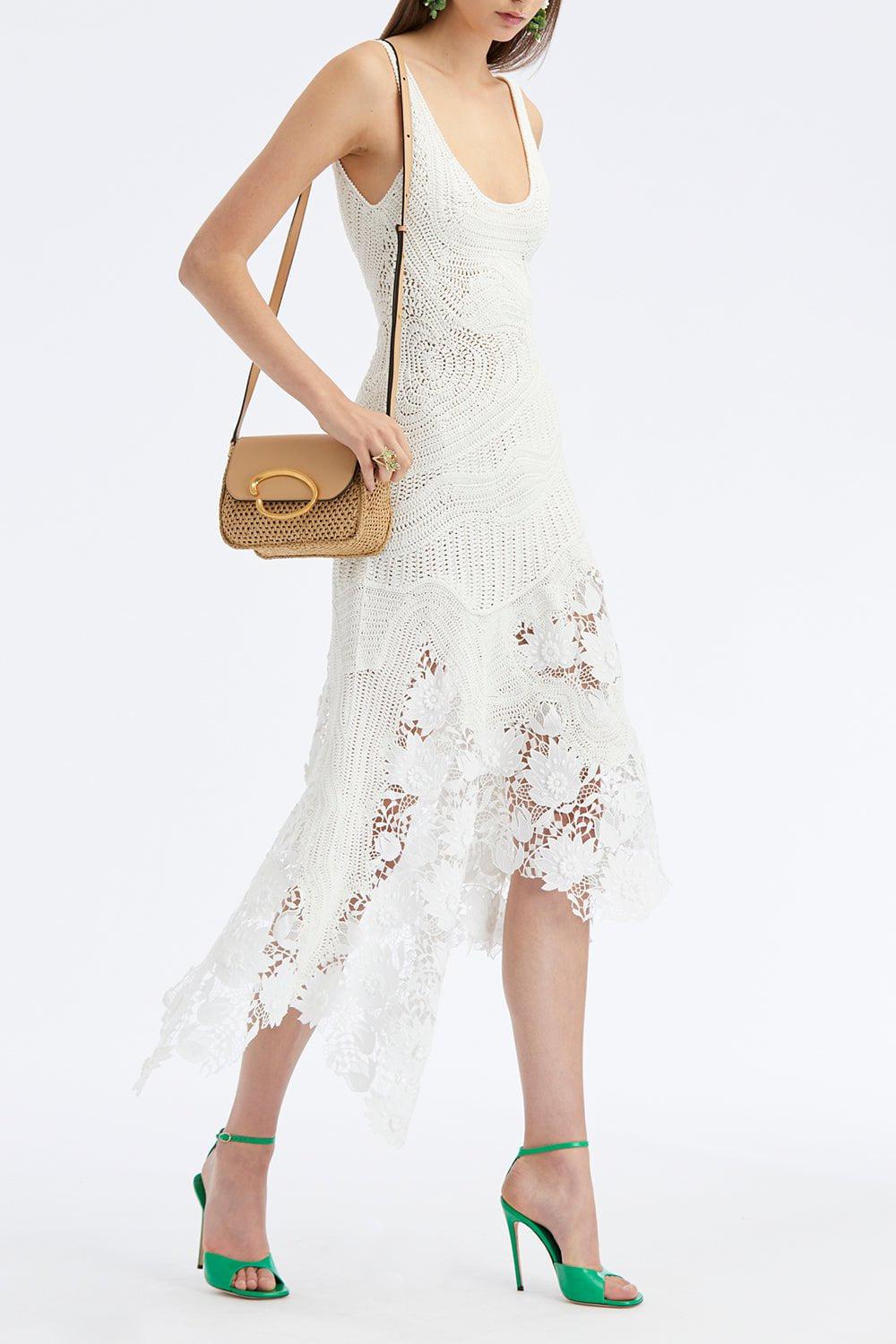 OSCAR DE LA RENTA-Scoop Neck Lace Inset Dress-