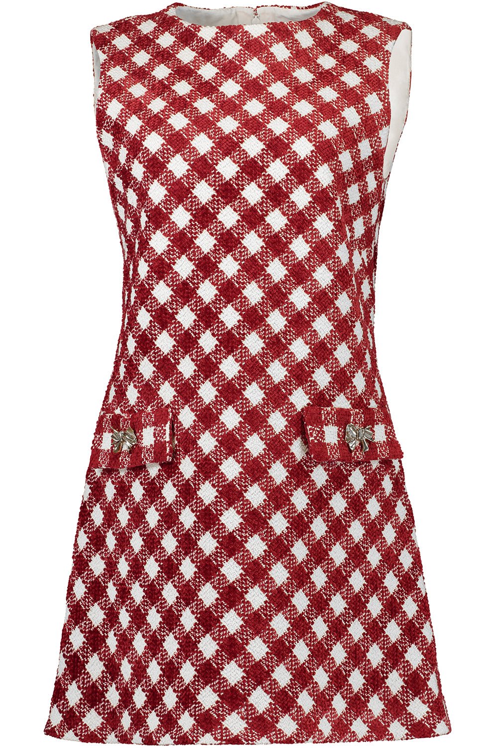 OSCAR DE LA RENTA-Sleeveless Check Shift Dress-