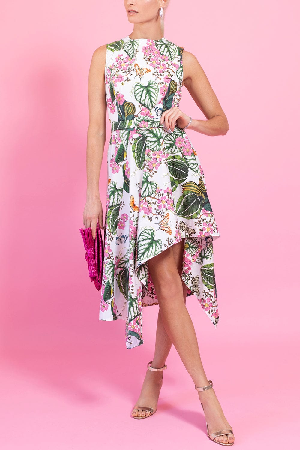 OSCAR DE LA RENTA-Sleeveless Mixed Botanical Dress-