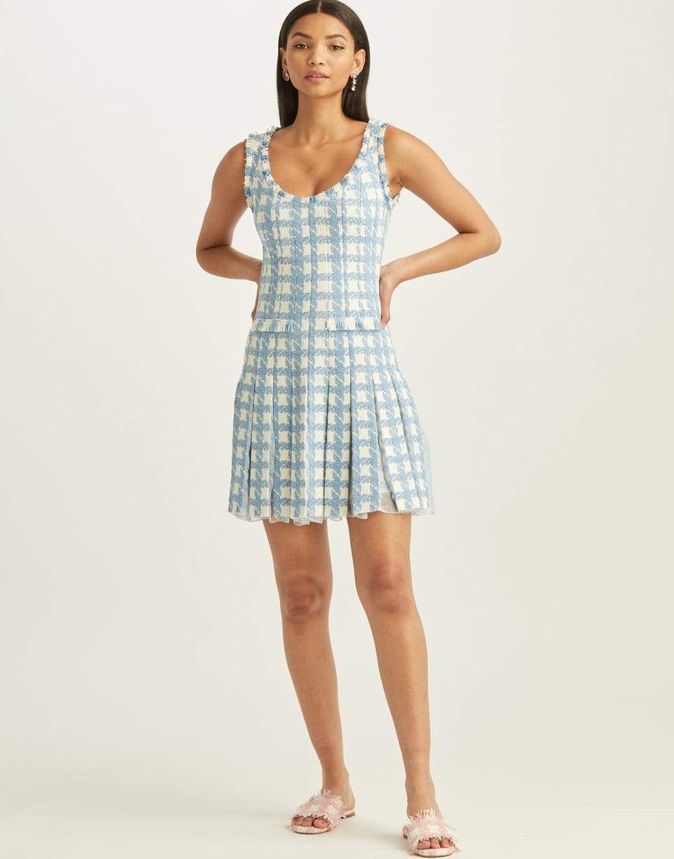 OSCAR DE LA RENTA-Gingham Tweed Dress-