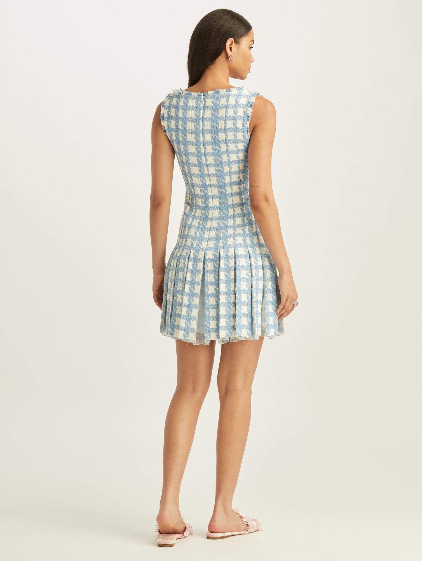 OSCAR DE LA RENTA-Gingham Tweed Dress-