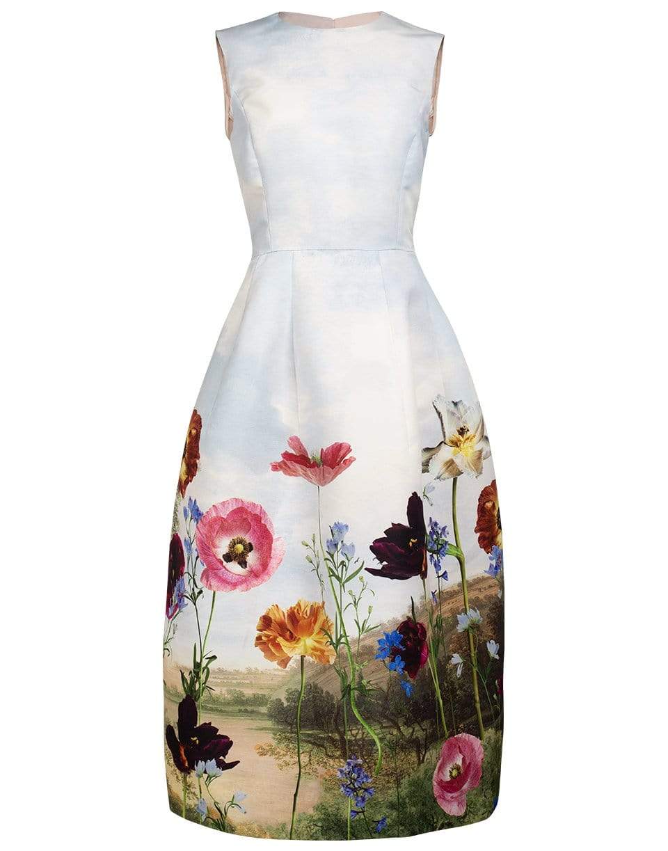 OSCAR DE LA RENTA-Sleeveless Jewel Neck Skirt Dress-