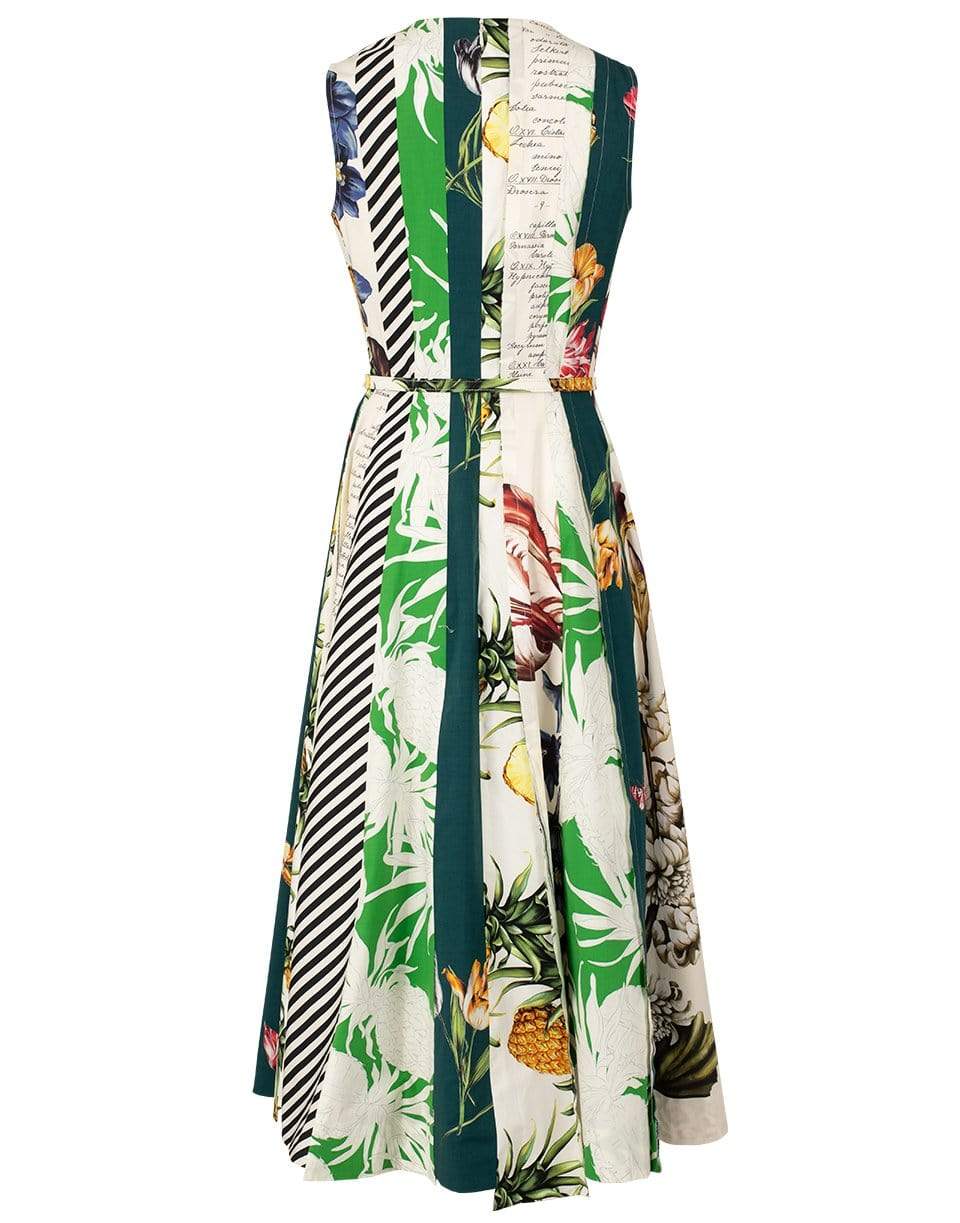 OSCAR DE LA RENTA-Patchwork Printed Cotton Midi Dress-