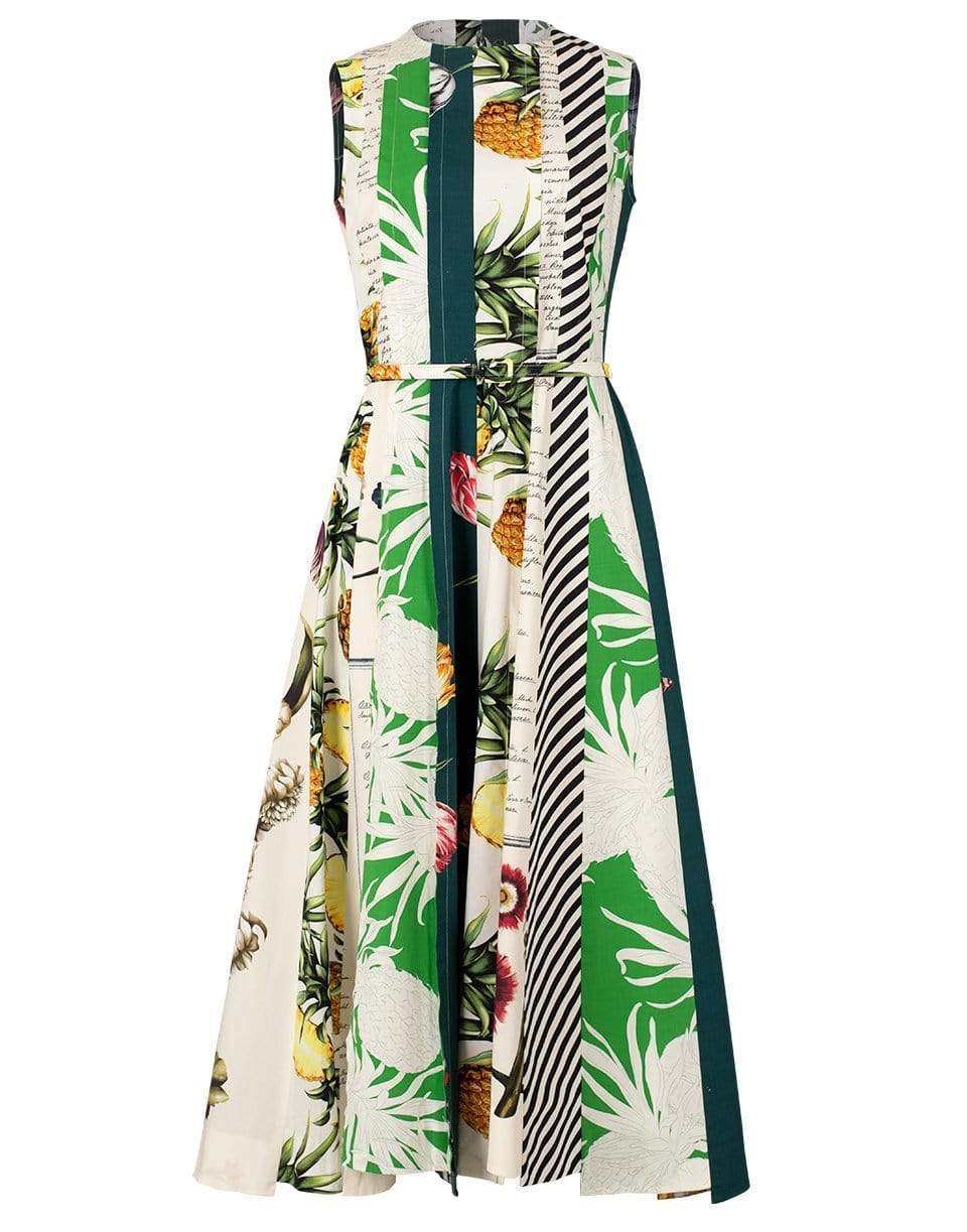OSCAR DE LA RENTA-Patchwork Printed Cotton Midi Dress-