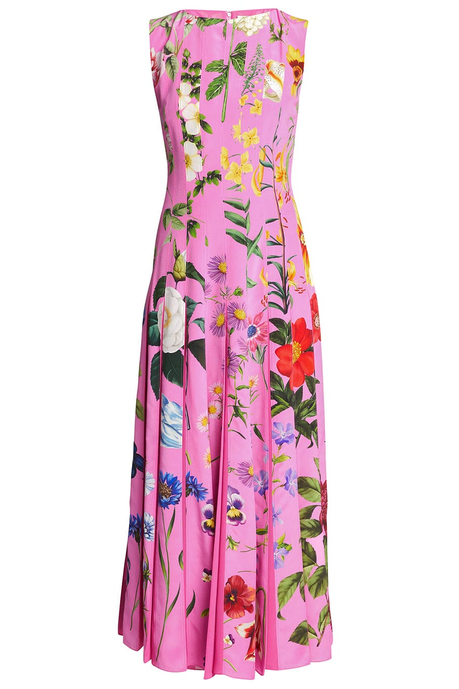 OSCAR DE LA RENTA-Sleeveless Floral Print Inset Dress-