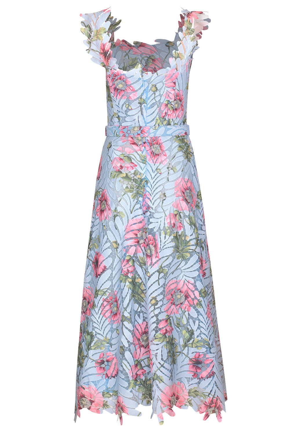 OSCAR DE LA RENTA-Sleeveless Poppies Printed Dress-