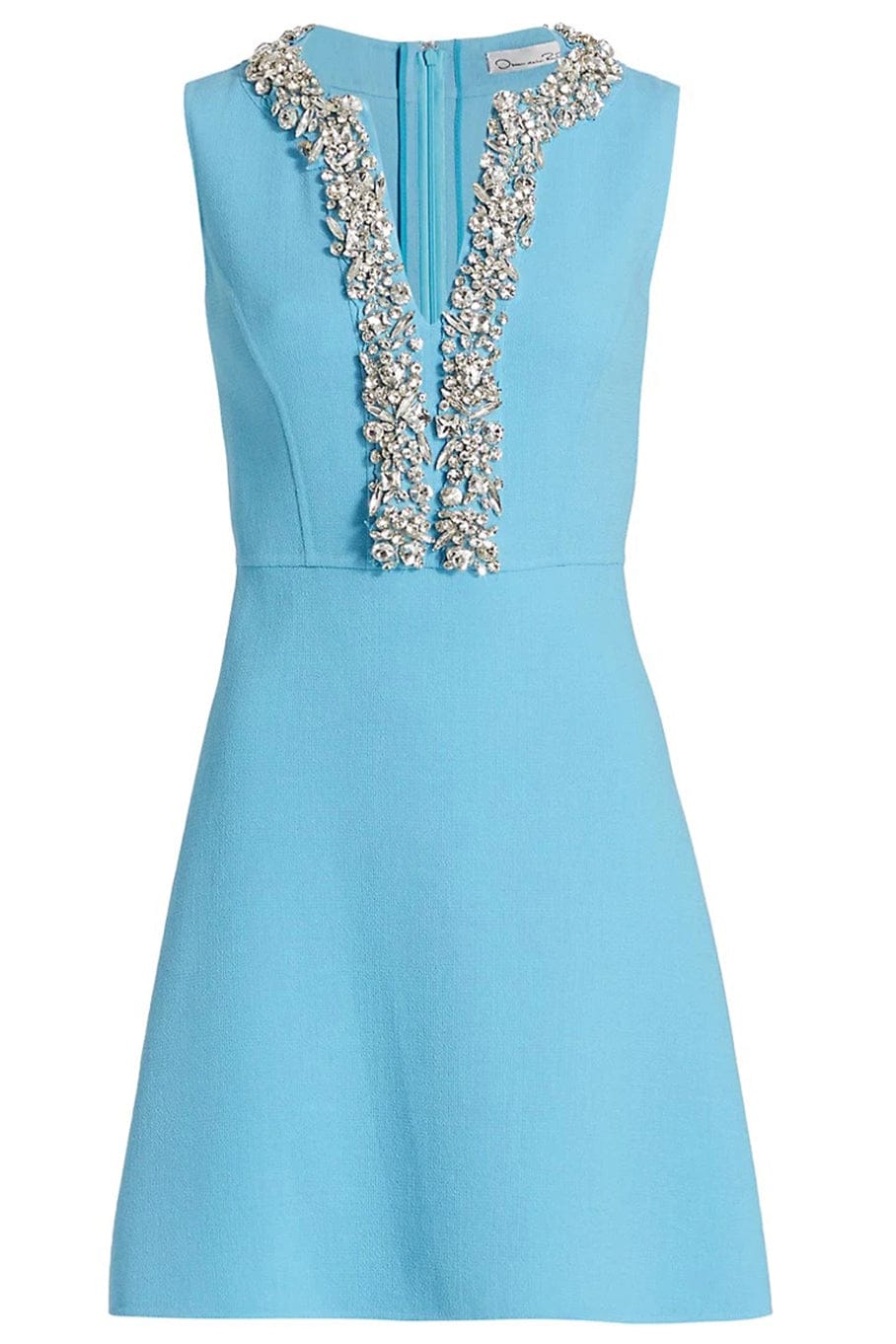 OSCAR DE LA RENTA-Sleeveless V Neck Crystal Embroidered Dress-