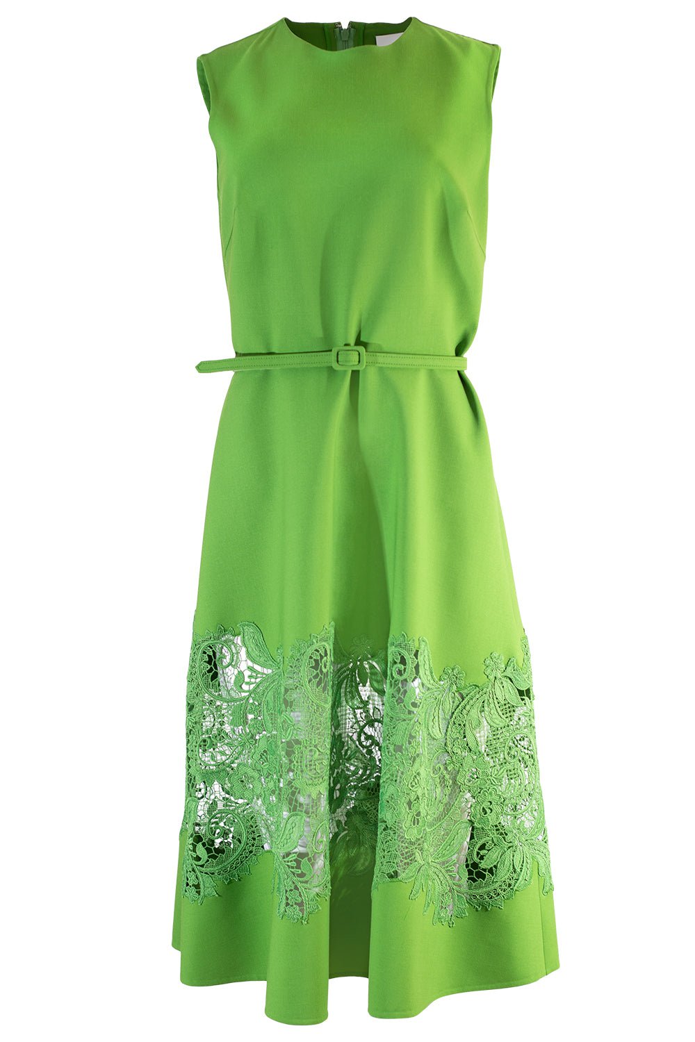 OSCAR DE LA RENTA-Sleeveless Lace Inset Dress-