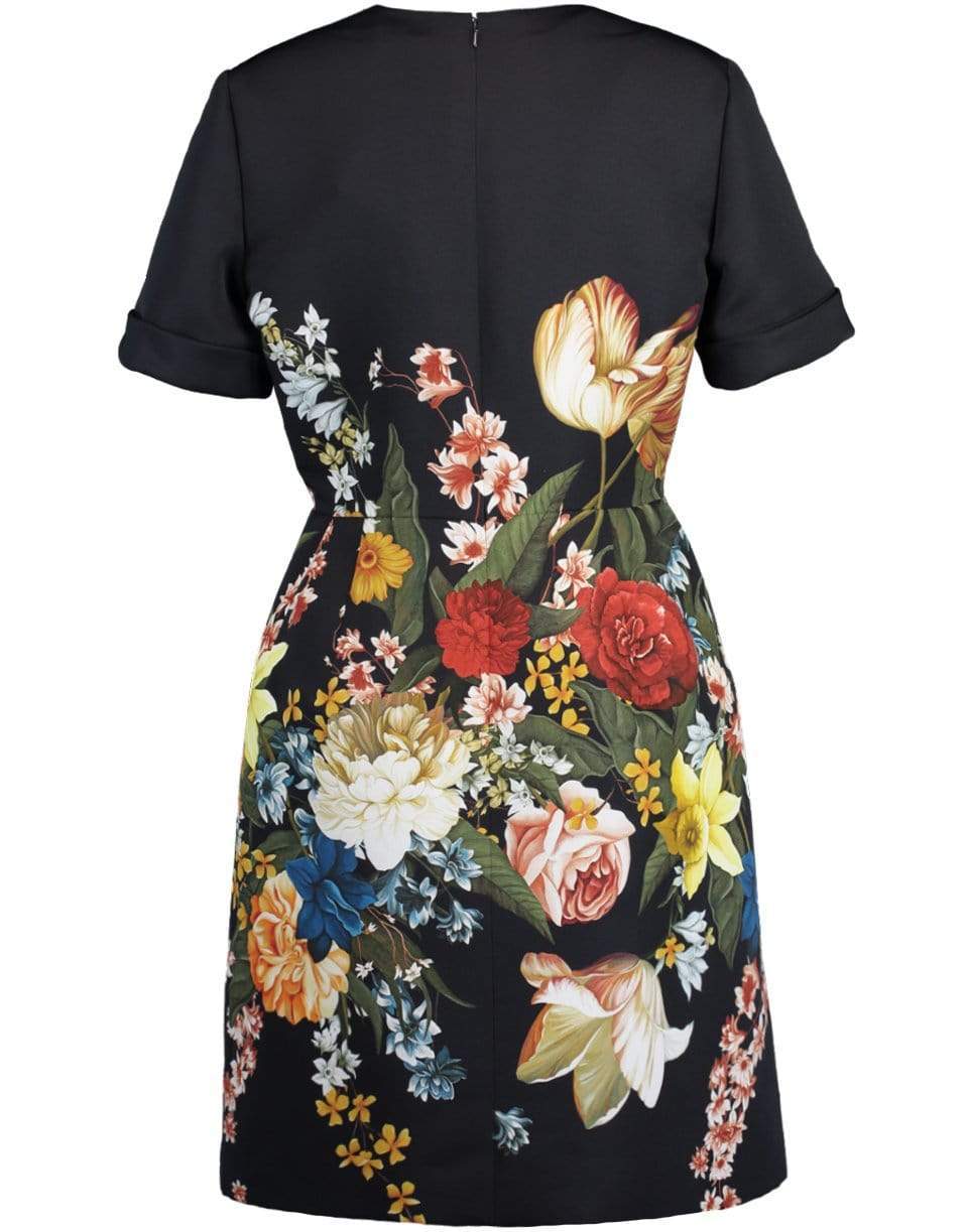 OSCAR DE LA RENTA-A-Line Floral Print Dress-MIDNIGHT