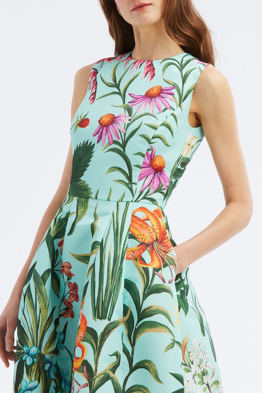 OSCAR DE LA RENTA-Sleeveless Floral Tapestry Faille Dress-