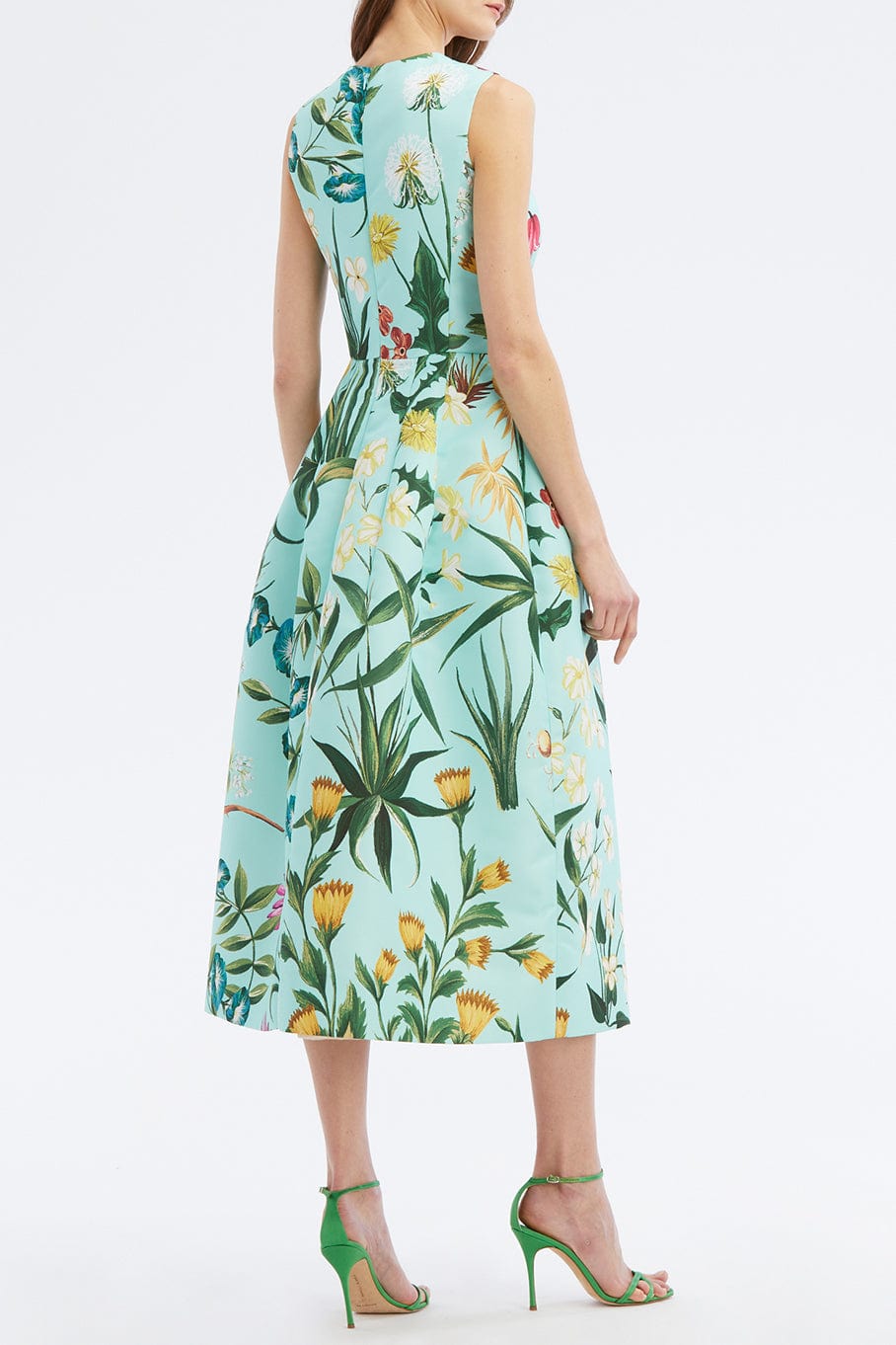 OSCAR DE LA RENTA-Sleeveless Floral Tapestry Faille Dress-