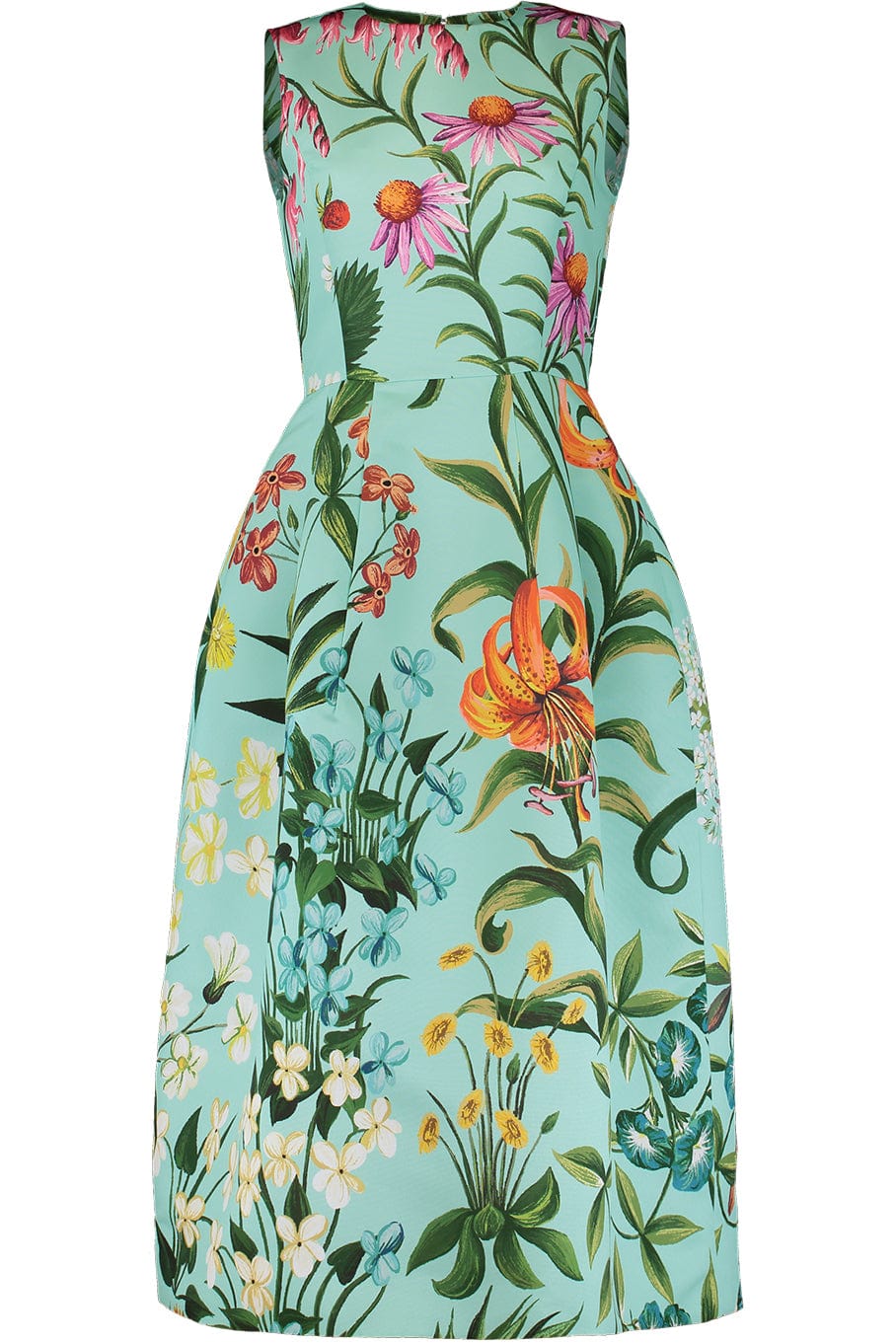 OSCAR DE LA RENTA-Sleeveless Floral Tapestry Faille Dress-