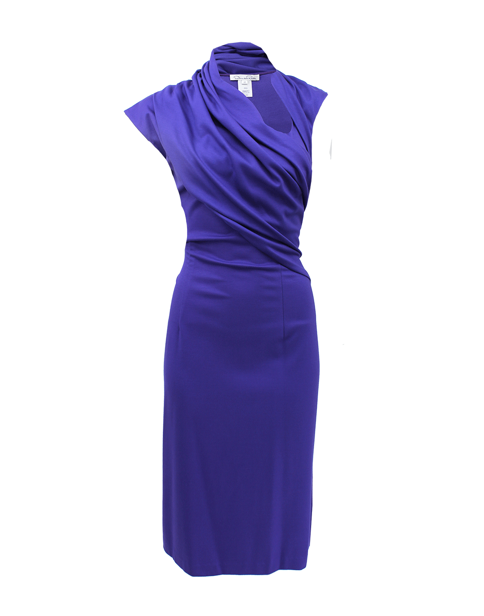 OSCAR DE LA RENTA-Asymmetrical Drape Slim Dress-