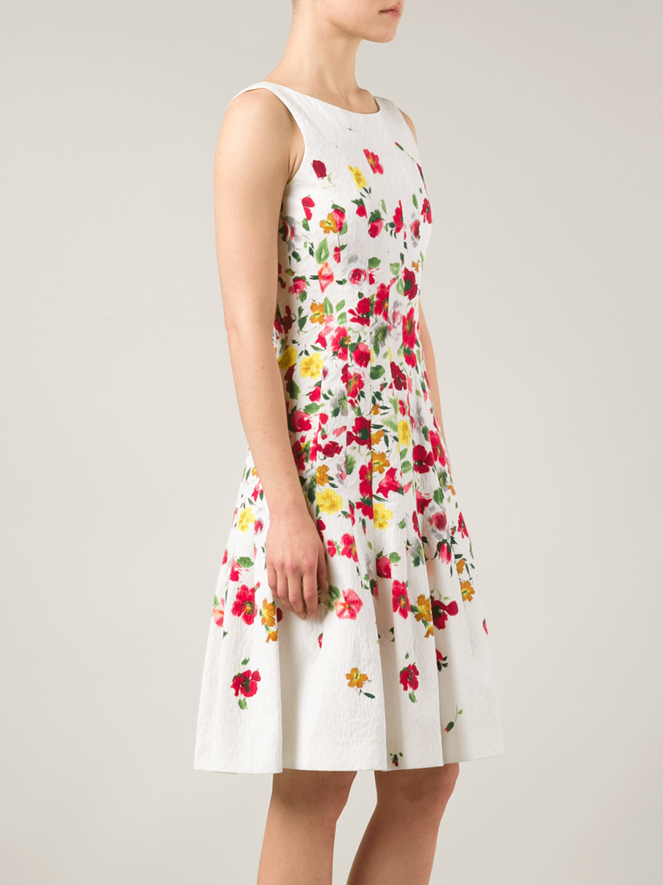 OSCAR DE LA RENTA-Floral Cloque Dress-