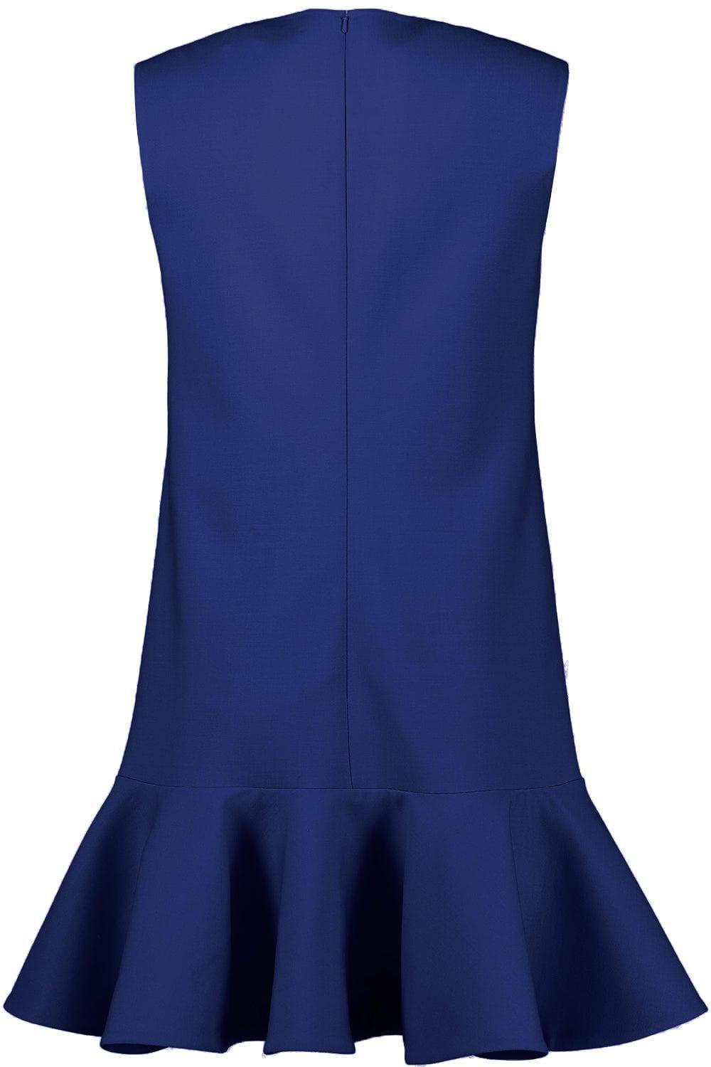 OSCAR DE LA RENTA-Sleeveless Flounce Mini Dress - Navy-NAVY
