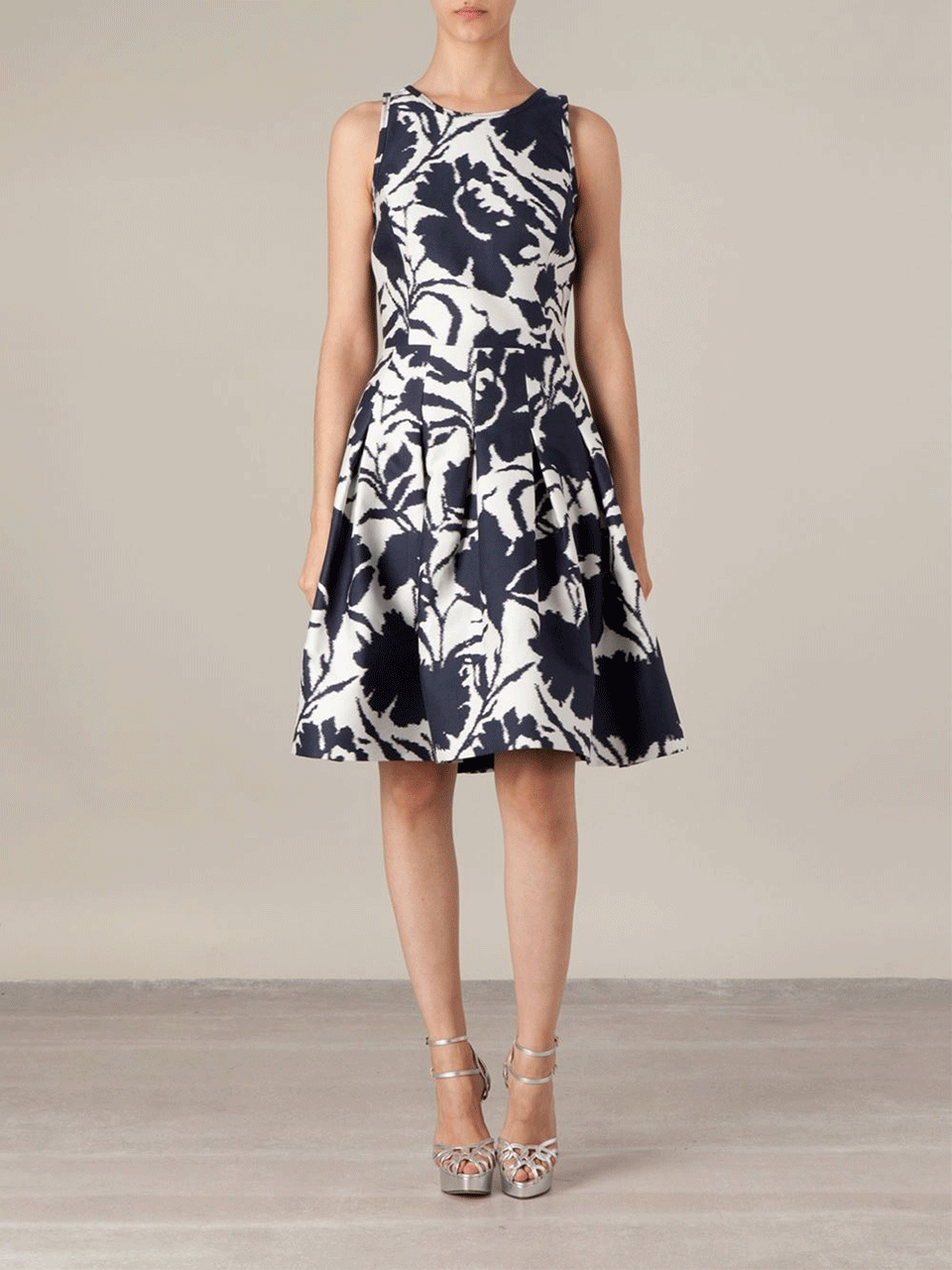 OSCAR DE LA RENTA-Abstract Print Full Dress-NAVY