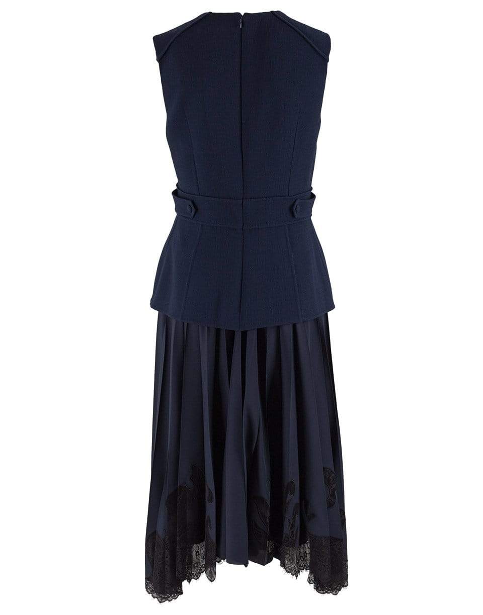 Navy Fitted Top and Silk Lace Insert Skirt Dress | OSCAR DE LA RENTA   Marissa Collections