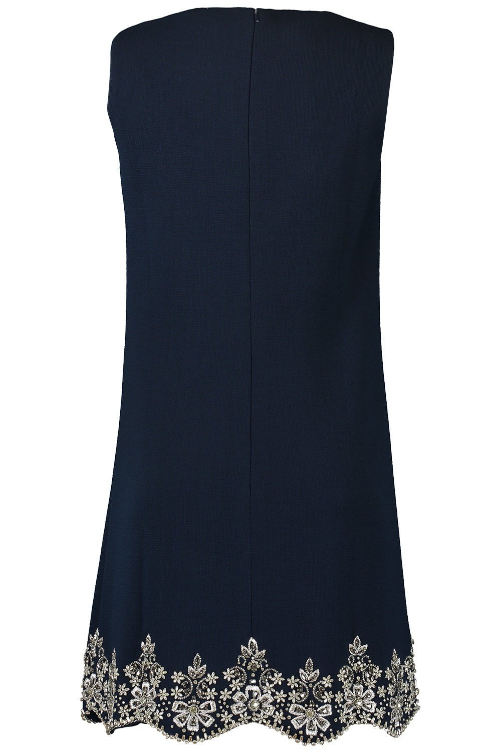 OSCAR DE LA RENTA-Sleeveless Crystal Scallop Shift Dress-