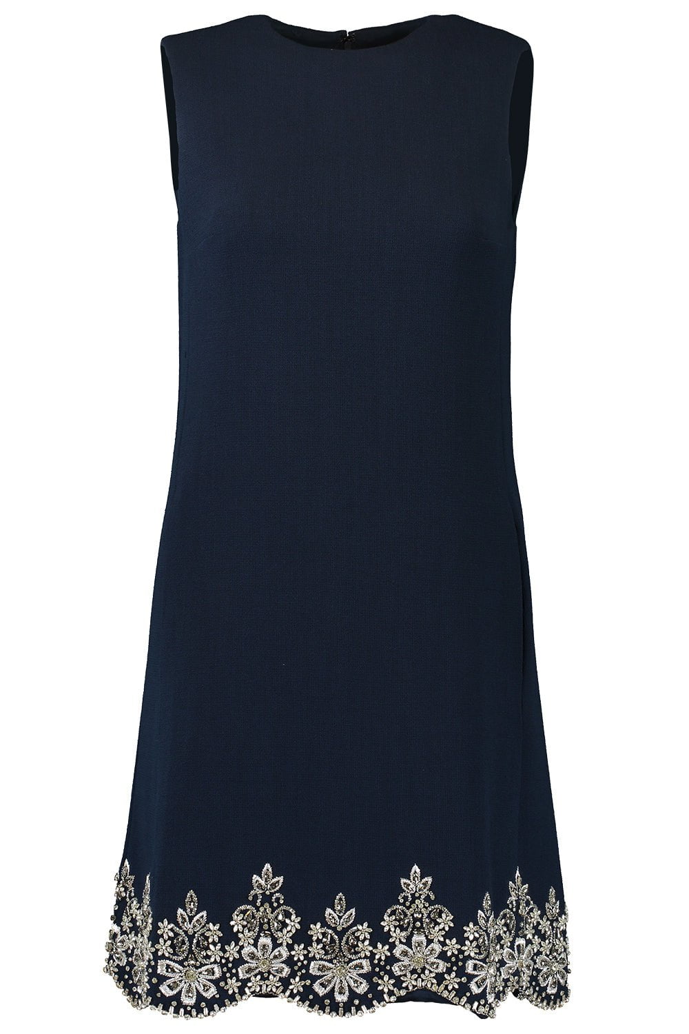 OSCAR DE LA RENTA-Sleeveless Crystal Scallop Shift Dress-