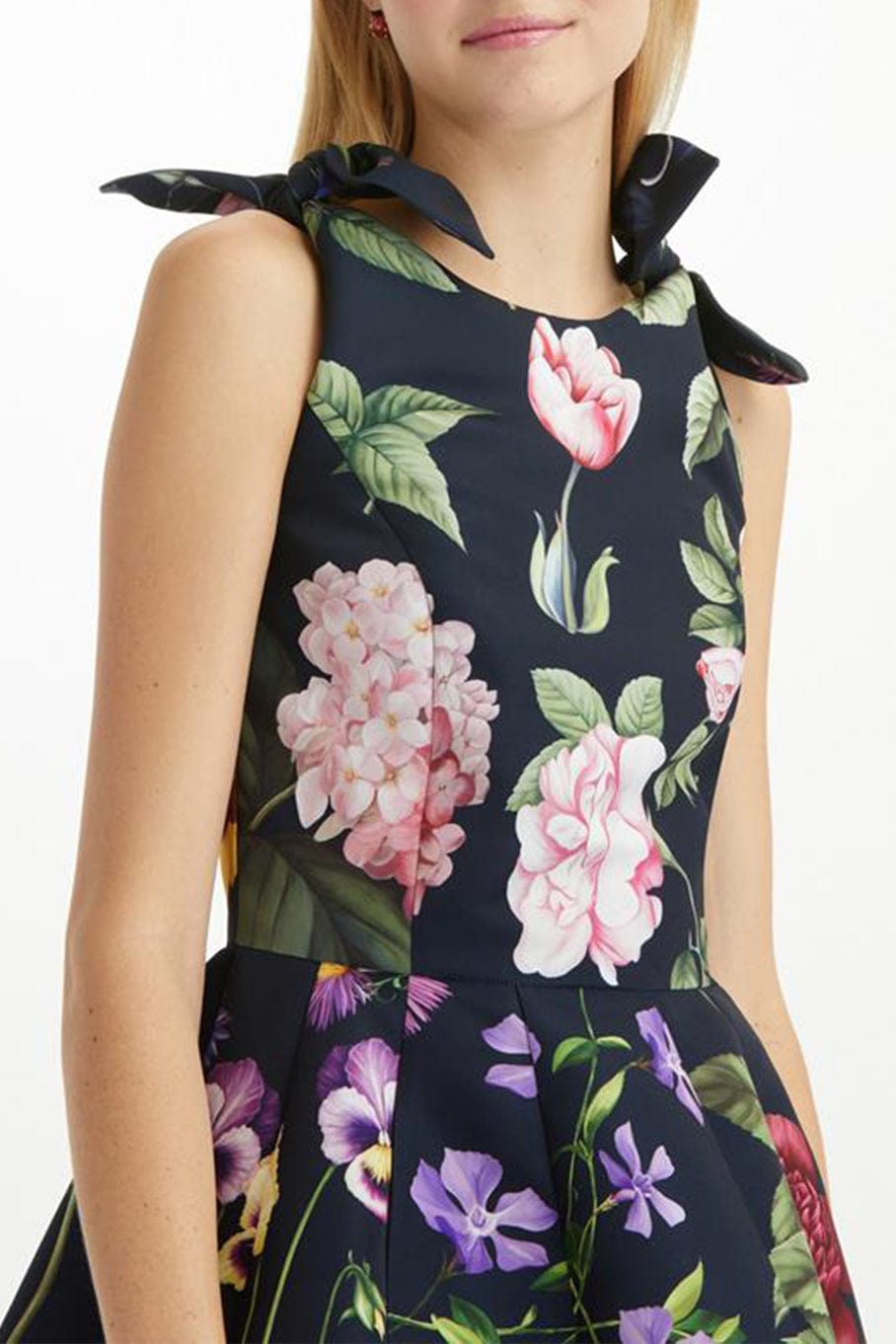 OSCAR DE LA RENTA-Sleeveless Floral Dress-