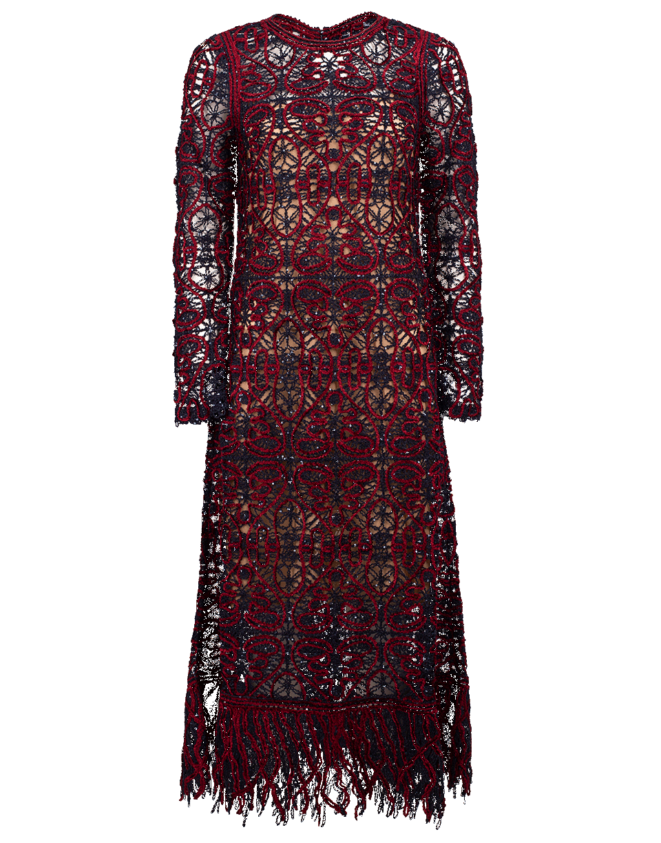 OSCAR DE LA RENTA-Birdsnest Knit Dress-NVY/CLAR